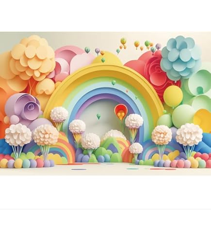 Sfondo Fotografico Arcobaleno Nuvola Rosa Glitter 2.2x1.5m - Per Feste E Baby Shower - Foto 6