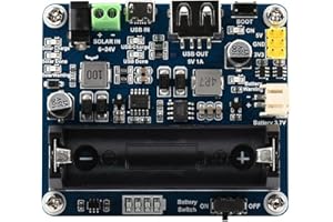 Waveshare Solar Power Management Module for 6V~24V Solar Panel Supports Solar Panel/USB Connection Battery Charging Onboard MPPT SET Switch DC-002 Jack/screw Terminal Input