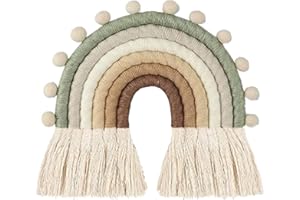 FANXIYA Tapices de Arco Iris Tejido a Mano para Niños y Habitación Infantil Arcoiris Colgante Pared Decoración de Pared de Macramé (multicolor 1)