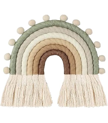 Arazzo Macramè Arcobaleno - Decorazione Boho Per Camera Dei Bambini O Casa, Realizzato A Mano - Foto 4