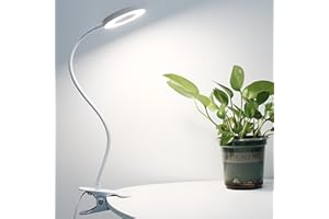 WOPUTNE White Clip on Reading Lamp: 10 Dimmable Levels, 3 Modes | Home Office, Bedside, Crafts & Computer Lighting