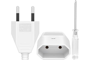 AXFEE 2PCS Prise Electrique Femelle, 250V 2.5A Coupleurs Plats Euro, 2 Broches Fiche européenne plate, Fiche Electrique Femelle Plate avec Tournevis, pour Appareils Electroménagers(Blanc)