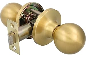 Amig - Gałka drzwi wewnętrzne | Z klamką wejściową 60/70 mm | Gałka kulkowa po obu stronach | Dla drewnianych drzwi przejściowych 35-45 mm | Matowy mosiądz