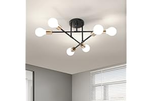 ‎NAMITO namito Deckenleuchte Vintage, Deckenlampe Kronleuchter für Wohnzimmer Esszimmer Flur Restaurant Hotel Café, E27, Schwarz (6 Flammig-Schwarz Gold)