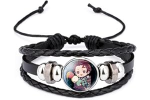 Ticome Kamado Tanjirou Anime Bracelet, Japanese Style Popular Cartoon Characters Hand Woven Leather Fashion Jewelry, Unisex, Cute Fans Cosplay Jewelry Gifts