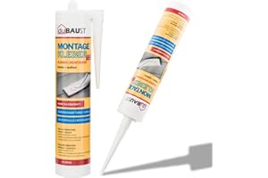 dubaust HMK24 Colle de montage extrêmement forte et universelle pour toutes les surfaces intérieures et extérieures Cartouche de 455 g Blanc
