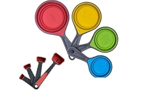 JIIJCAAC Measuring Spoon Set, 8 Spoons for Measuring Food,Measuring Cups for Baking,Silicone Foldable Kitchen Set,Used for Baking, Cooking, and Kitchen (8)