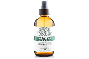 ALTEYA ORGANICS Alteya Organic White Rose Water Spray 240ml Glass - Pure Organic Rosa Alba Hydrolat - USDA Certified Organic - Sensitive Skin - Face Toner, Revitalizing Body, Condition Hair & Scalp