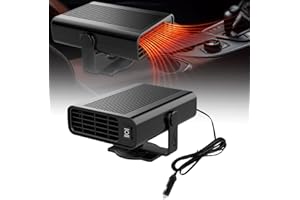 FGJCJ Riscaldatore per Auto Sbrinatore, 2 in 1 Stufetta Portatile per Auto 12v 150W Inserisci laccendisigari Girevole a 360°Auto Demister