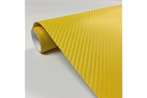 vgoltd 3d Carbon Fibre Car Wrap Self Adhesive Vinyl Wraps For Cars Motorbikes Motorcycles & Automotive Use (Yellow, 300mm x 152cm)