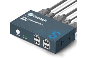 STEETEK Switch KVM USB 2.0 HDMI 2 porte 4K @30Hz,HDMI1.4 KVM Switch per 2 computer Share 1 monitor e 4 dispositivi USB 2.0 Share Mouse Keyboard and Monitor,Plug and Play