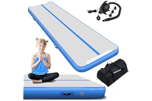 RISINGUKST Tappetino da Ginnastica 3 m / 4 m / 5 m / 6 m Tappetino Ginnastica Artistica da casa 10cm/20cm Spessore Gonfiabile Artistica Air Track Tappetino da Allenamento con Pompa Elettrica
