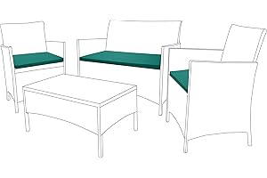 Gardenista Outdoor 3 Piece Rattan Cushions Replacement Set | Water Resistant Rattan Garden Furniture Cushions | Comfy and Lightweight Outdoor Seat Pads | Durable & Easy Clean Chair Pads (Green)
