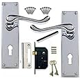 Golden Grace Victorian Scroll Polished Chrome Lever Lock Door Handles +3 Lever Lock Set