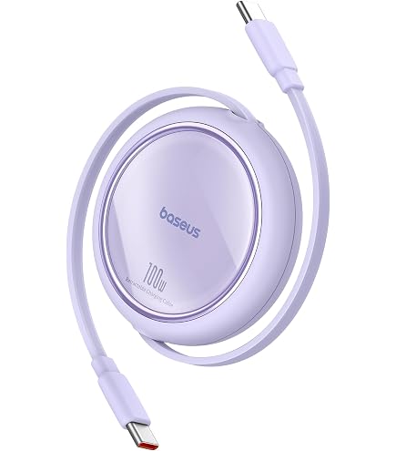 Baseus Cavo USB-C Retrattile Da 100W, Colore Blu – Cavo Di Ricarica Mini Con 4 Lunghezze Preimpostate, Per IPhone 15, IPad Pro, MacBook, Samsung