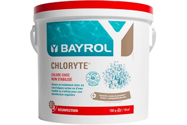 BAYROL Chloryte® 5 kg - Hypochlorite de Calcium - Chlore Non Stabilisé Piscine - Chlore sans Stabilisant - Traitement Choc et Entretien