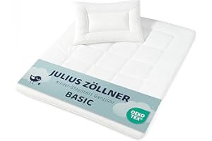 ‎JULIUS ZÖLLNER Julius Zöllner Kindersteppbett-Set Basic, Decke mit Kissen, Standard 100 by OEKO-TEX, Größe 100x135 + 40x60 cm, Weiß
