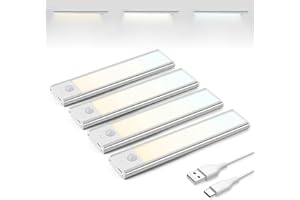 Brendz - Armario con sensor de movimiento, regulador LED recargable, USB-C, 3 temperaturas de color, vestidor, lámpara de armario, regulable, banda magnética para armarios, pasillos, 4 x 20 cm
