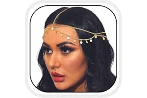 Fashband Cadena de lentejuelas doradas con borlas para el pelo, accesorio para el cabello para mujer, disfraz de festival