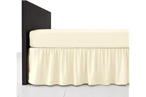 Comfy Nights Mantovana giroletto in policotone tinta unita, facile da pulire, disponibile in 19 colori (matrimoniale, crema)