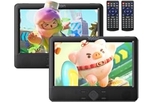 Yoton 10.1" Dual Portable DVD Player, 5H Player Time, Support USB/SD Card/AV IN/AV OUT and Synchronous Screen, No Region Restrictions, with Two Car Mounting Components