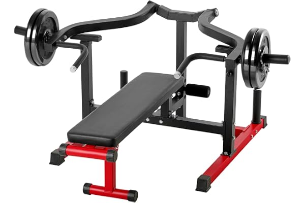VEVOR Bröstpressmaskin, 204 kg bänkpressset, justerbar platt lutningsbänk med oberoende konvergerande armar, övre bröstutrustning, fitness hem gymutrustning för bröst, AB-träning, axlar