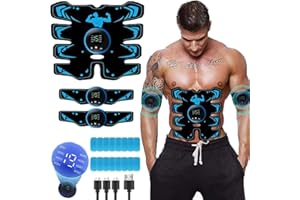 Jenylu EMS Bauchtrainer,Elektrische Bauchmuskeltrainer,Muskelstimulation Trainingsgerät,Bauchmuskeln Stimulationsgerät mit 8 Modi und 19 Intensitäten für Bauch, Arm, Hips, Bein, Männer & Frauen