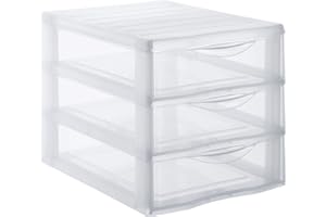 SUNDIS Orgamix, schubladenbox aus Kunststoff, 3 transparente Schubladen für A4-Papier, Höhe 25,5 cm, stapelbar, ideal für Schreibtisch, Unterricht, Dokumente, Zubehör