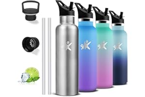 GRSTA Borraccia Termica, Bottiglia Termica 750ml, Senza BPA, Borracce Termiche con Cannuccia, Borraccia Palestra Senza Perdite, Mantiene Caldo per 12 Ore/Freddo 24 Ore, Bottiglia per Campeggio, Palestra