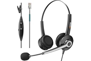 Wantek Corded Telephone Headset Mono w/Noise Canceling Mic for ShoreTel Plantronics Polycom Zultys Toshiba NEC Aspire Dterm Nortel Norstar Meridian Siemens ROLM Packet8 Landline Deskphones