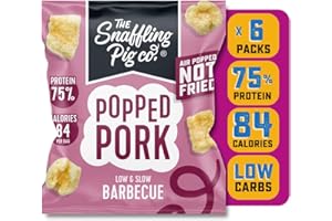 THE SNAFFLING PIG CO Snaffling Pig Popped Pork - Air Popped Not Fried - 20g Protein Snacks (BBQ 6 Pack)