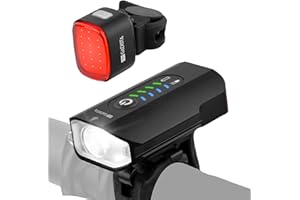 GADISTA France, Set Lumiere Velo Avant et Arriere en Aluminium avec Affichage du Niveau de Batterie d'excellente Fabrication. eclairage Velo puissantes Rechargeable USB, Lampe Velo, Clignotant vélo