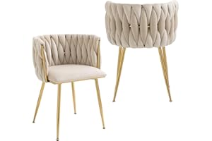 SUPPNEED Sillas de comedor de ocio acento silla de terciopelo acento salón silla con pies de metal de hierro 2PC/set (Ivory)