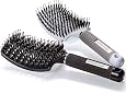 Diane Prestige D1742 Haarbürste – Mit Verstärkten Wildschweinborsten, Gebogener Kopf, Für Grobes Haar, Wellen-Styling