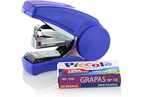 Grapadora PICCOLA CON 1000 GRAPAS - Grapa Hasta 20 Hojas con un 50% menos esfuerzo- Grapado Plano - Quita Grapas Incluido - Ideal estuches - REF.1113-A - de SDI by Office Box (Azul)