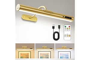 bravzurg aplique pared espejo sin cable, lampara inalambrica para cuadros, 4000mah recargable baño lamparas con mando a distancia, luces sin cables para cuadro, baño, espejo, interior