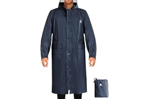 ANYOO Unisex Waterproof Lightweight Raincoat Long Hooded Rain Poncho with Pockets for Backpacking Hiking Camping Outdoors,One Size