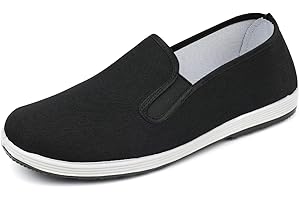 QHYNBRO Chinese Tai Chi, Old Beijing Kung Fu Shoes for Men/Women, Canvas Martial Rrts Shoes,Rubber Sole Black