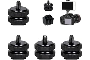 EIAIGKY 4 piezas de montaje de zapata caliente para cámara a adaptador de tornillo de trípode de 1/10.2 cm-20, soporte de zapata fría de flash de metal, soporte de adaptador de zapata caliente doble tornillo