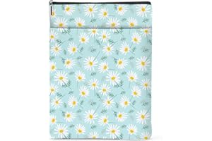 jealance Daisy Pattern Book Lovers Gifts Waterproof Book Sleeve Book Pouch Book Protector with Zipper and Front Pocket BookCover Case for Women Girl Readers Librarian Book Accessories Book Club Gifts