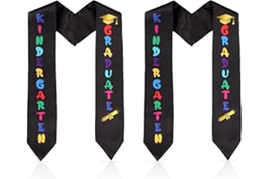 Mikovivi 2pcs Kindergarten Graduation Stoles, 57.09 Inch Unisex Glossy Kids Graduation Sash Class of 2024 with Colorful Words for Preschool Children & Kids