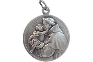 I G J Medalla de San Antonio de Padua - Hecha de Alto Relieve - Tamaño grande - Big Size - 32 mm