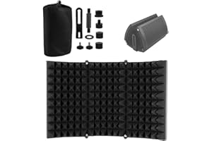 Locisne Mikrofon-Isolationsschild, faltbares Studio-Mikrofon, schallabsorbierender Schaumreflektor, professionelles Schild für Studio-Mikrofon-Aufnahmegeräte zur Tischaufstellung, schwarz