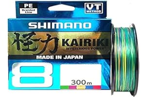 Shimano Kairiki 8, 300 Meter, Multicolore, Filo da Pesca Intrecciato, 59WPLA68R2