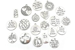 Fezf 20 colgantes de ánimo de inspiración, joyas colgantes de aleación, colgantes de plata antigua tibetana para llaveros, pulseras, collares, pendientes