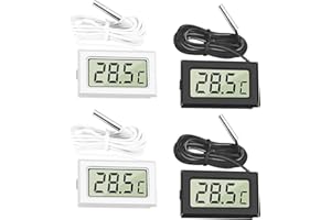Mengtech 4PCS Mini LCD Digitale Termometro con Sonda Esterna Impermeabile, termometro per Frigorifero Congelatore Acquario Bagno(2X Bianca, 2X Nero)