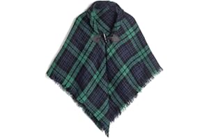 Proumhang Sciarpa Scozzese per Ragazze con Fibbia in Corno, Sciarpa Scozzese,Scialle a Mantella con Poncho per Bambini,Sciarpe Calde Autunnali e Invernali,Foulard,Taglia Unica