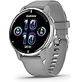 Garmin Venu 2 PLUS (45 mm), AMOLED GPS Smartwatch with All-day Advanced Health and Fitness Features, Voice Functionality, Music Storage, Wellness Smartwatch with up to 9 days battery life, Powder Grey