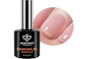 modelones Gel Construction Ongle UV, Builder Gel Rosa, Gummy Base Pose Americaine, Gel UV/LED pour Protéger les Ongles Cassés Renforcement - Nail Art Ongles - Manucure de Réparation 15ML