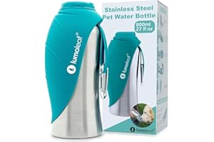 LumoLeaf Bouteilles d'eau Portables pour Chien de 800 ML, Distributeur d'eau de Voyage en Acier Inoxydable pour la Marche, la randonnée et l'extérieur, Bol d'eau Portable pour Grands (Blau/800ml)